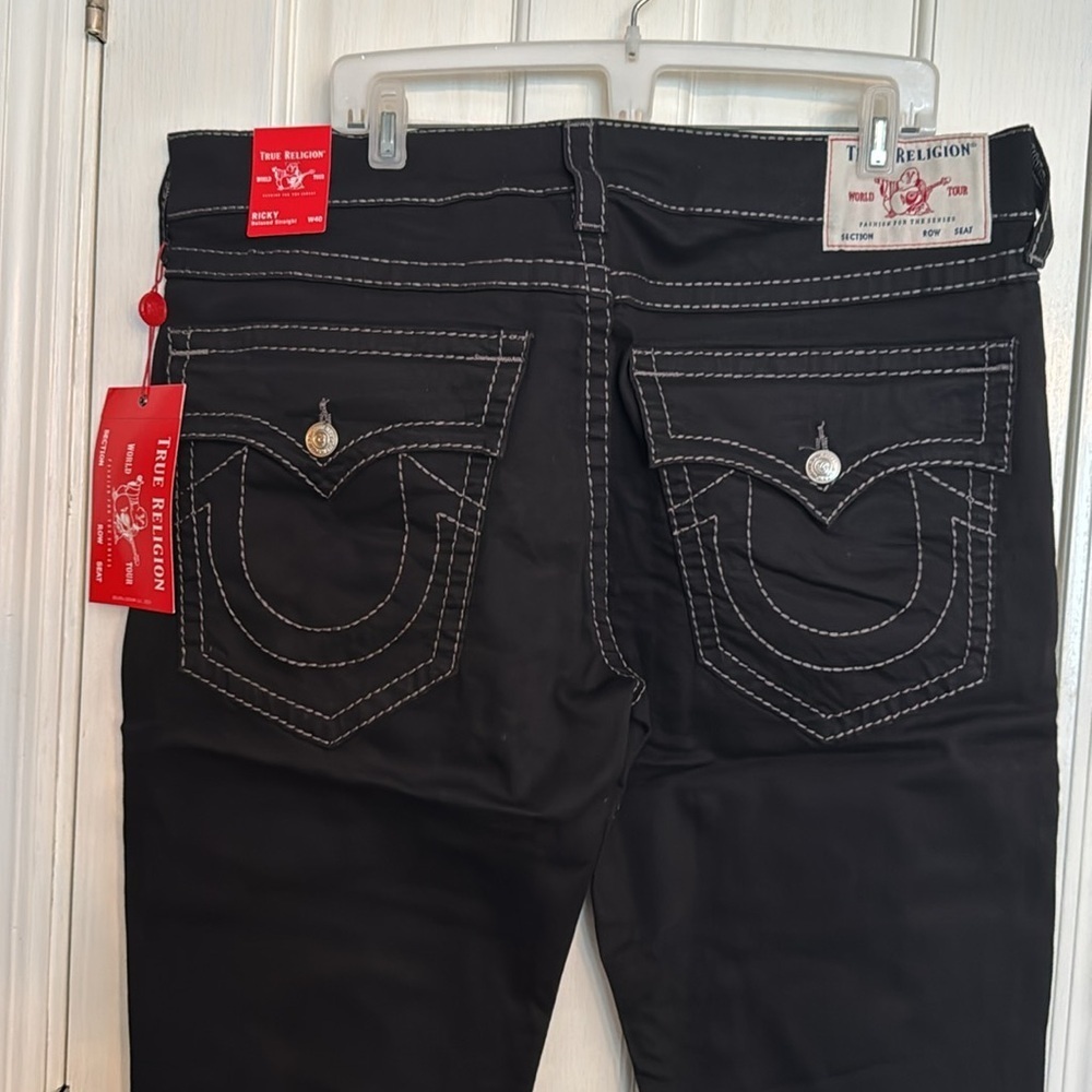 True Religion Ricky black Relaxed Straight denim jeanss NWT 40/34